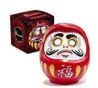 Samsara - DARUMA Muñeco Amuleto Portafortuna Japonés Original de Porcelana | pinta un ojo y pide un deseo - Regalo para Navidad para Hombre, Mujer y Niño (Rojo - Fortuna)