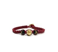 Samsara Kabbalah - Pulsera de la suerte contra el mal de ojo - Joya mística artesanal de cuerda encerada ajustable, 18,5 cm bis 22,5 cm, Cuerda encerada