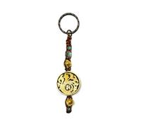 Samsara Llavero tibetano artesanal de piedras duras y latón, regalo místico contra el mal de ojo - protección y energía positiva, Turquesa Africana, Talla única