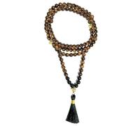 Samsara Mala de oración tibetana original, 108 granos en madera de agar AAA y ónix, rosario artesanal y budista, espacio de 0,5 cm para cuentas deslizantes, gurú y borla (MALA)