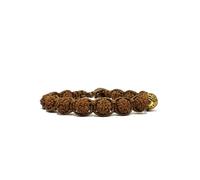 Samsara Pulsera tibetana budista - Shamballa con semillas de rudraksha 8-9,5 mm artesanal - Hilo de algodón encerado, 22,5 cm, Algodón, Piedra del Dragón