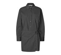 Samsøe Samsøe- Mini vestido camisero de manga larga con rayas diplomáticas- Dresses- Mujer- Negro- L- Mini vestido camisero de manga larga con rayas diplomáticas