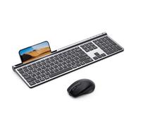 Samsers Combo De Teclado Y Mouse Inalámbricos - Juego De Teclado Y Mouse Silencioso Ultra Delgado Recargable De Modo Dual (Bluetooth 5.0X2 +2.4G), Diseño Compacto De Tamaño Completo Para Múltiples