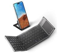 Samsers Teclado Bluetooth plegable con panel táctil, soporte plegable inalámbrico de tamaño completo, viaje portátil recargable para iOS Android, Windows Mac OS, compatible con 3 dispositivos (BT5.1 x