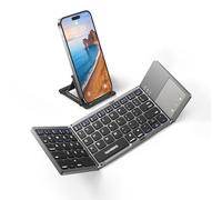 Samsers Teclado Bluetooth plegable con panel táctil, teclado inalámbrico portátil con soporte de soporte, teclado plegable de bolsillo ultra delgado de tamaño completo para Android, Windows, iOS y