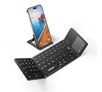 Samsers Teclado Bluetooth plegable con panel táctil, teclado inalámbrico portátil con soporte, teclado plegable de bolsillo ultradelgado recargable de tamaño completo para Android, Windows, iOS,