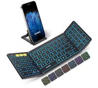 Samsers Teclado Bluetooth plegable con teclado numérico, plegable inalámbrico de tamaño completo con retroiluminación, portátil de viaje para iOS, Android, Windows, Mac OS, compatible con 3