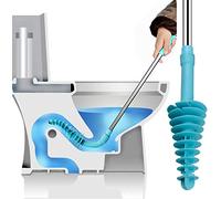 Samshow Desatascador de inodoro diseñado para tubo de inodoro tipo sifón, limpiador eléctrico, patentado, respetuoso con el medio ambiente, mango de acero inoxidable con gancho de pared