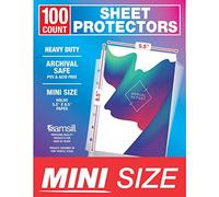 Samsill 100 mini protectores transparentes de hojas pesadas, carga superior, 7 agujeros de 5.5 x 8.5 pulgadas, protectores de página para carpetas de mini anillos, seguro para archivar, paquete de 100