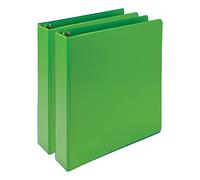 Samsill Archivador de 3,8 cm con 3 anillas vegetales fabricado en Estados Unidos (MP286578) de alta resistencia, carpetas transparentes de hasta 25% de plástico vegetal, 2 unidades, color verde lima