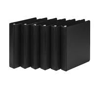 Samsill - Carpeta de almacenamiento de 3 anillas (tamaño junior, 1 pulgada), color negro, paquete de 6