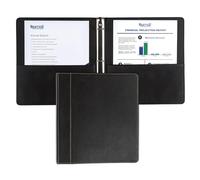 Samsill Carpeta de cuero con 3 anillos de puntada en contraste, carpeta/organizador/planificador, carpeta de 3 anillos de 1 pulgada, capacidad para 200 hojas (8.5 x 11), color negro