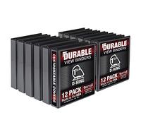 Samsill Carpeta duradera de 1.5 pulgadas, fabricada en los Estados Unidos, carpeta de anillos en D, carpeta transparente personalizable, color negro, paquete de 12, cada uno con capacidad para 350