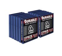 Samsill Carpeta duradera de 1 pulgada, fabricada en los Estados Unidos, carpeta de anillos en D, cubierta transparente personalizable, azul, paquete de 12, cada uno con capacidad para 225 páginas