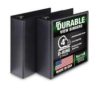 Samsill - Carpeta duradera de 10 cm, fabricada en Estados Unidos, anillas en D con bloqueo, cubierta transparente personalizable, negro, paquete de 2 unidades, capacidad para 775 páginas cada una