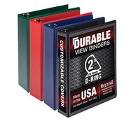 Samsill Carpeta duradera de 3 anillos fabricada en los Estados Unidos, carpeta de anillos en D de 2 pulgadas, con capacidad para 475 hojas, cubierta transparente personalizable, surtido básico,