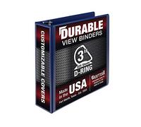 Samsill Carpeta duradera de 3 pulgadas, fabricada en los Estados Unidos, carpeta de anillos en D, cubierta transparente personalizable, azul, con capacidad para 625 páginas