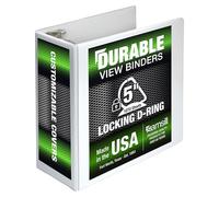 Samsill Carpeta duradera de 5 pulgadas, fabricada en los Estados Unidos, carpeta de anillos en D, carpeta transparente personalizable, color blanco, con capacidad para 1050 páginas