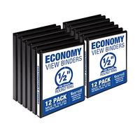 Samsill Carpeta económica con anillas redondas, 0.5 pulgadas, negro, paquete de 12 (I08510C)