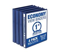 Samsill Carpetas de 3 anillos de 1 pulgada, fabricadas en Estados Unidos, anillos redondos económicos, cubierta transparente, capacidad de 200 hojas, para escuela, hogar, oficina, azul, paquete de 4