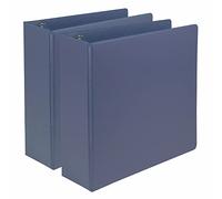 Samsill Earth's Choice - Paquete de 2 carpetas duraderas con anillos en D de 3 pulgadas, con base biológica certificada por USDA, ecológica, azul índigo