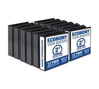 Samsill Economy - Organizador de 3 anillas para carpetas con anillas redondas de 2 pulgadas, cubierta de visión transparente personalizable, 12 unidades