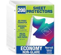 Samsill Paquete de 200 protectores de hojas, protectores de página de 8.5 x 11 pulgadas para carpeta de 3 anillas, protector antirreflejos, tamaño carta, carga superior, sin ácidos