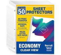SAMSILL Paquete de 50 protectores de hojas transparentes de peso estándar, sin ácidos y seguros para archivar, 8.5 x 11 pulgadas