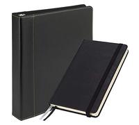 Samsill Paquete de paquete de 1 pulgada de contraste negro con diario de punto negro, carpeta de diario Plus