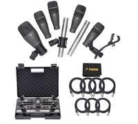SAMSON DK707 - Kit de micrófono de tambor de 7 piezas con 7 cables XLR de alta calidad de 10 pies, adaptadores de micrófono giratorios, clips de llanta, funda de transporte rígida y paño de microfibra