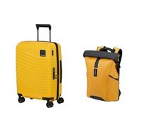 Samsonite Set de Viaje Maleta de Cabina Intuo de 55 cm en Amarillo (Citrus) y Mochila para portátil Paradiver Light de 17,3" en Amarillo