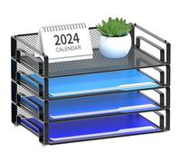 Samstar Paquete de 4 bandejas apilables de Papel para Cartas, Organizador de Archivos de Escritorio, clasificador de Papel para Carpetas de tamaño Carta/A4, Hecho de Malla