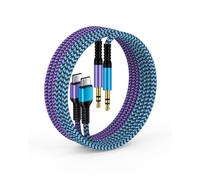 Samsung - Cable auxiliar USB C trenzado a USB C, tipo C a macho de 3,5 mm, para altavoz estéreo de coche/hogar para Galaxy Z Fold S26 S25 Edge S24 S23 Ultra S22, Note 20/10, iPhone 17e 17 16