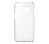 Samsung Clear Cover - Funda para Samsung Galaxy S7 Edge, transparente con esquinas de metal, color dorado