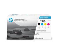 Samsung CLT-P406C, SU375A, Negro, Cian, Magenta y Amarillo, Cartuchos Tóner Originales, Pack de 4, de 4.500 páginas, compatible con impresoras Samsung LaserJet Color Serie CLP-365, CLX-3300 y CLX-3305