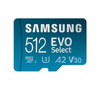 Samsung EVO Select (2024) Tarjeta microSD + Adaptador SD, 512 GB, Tarjeta de Memoria para Smartphone y Tablet, UHS-I U3, 4K UHD, Full HD, Lectura 160 MB/s, MB-ME512SA/EU