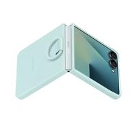 Samsung Carcasa de Silicona para Galaxy Z Flip7, Incluye Soporte para Anillas, Silicona, antigolpes, Fina y Antideslizante, Color Verde Menta