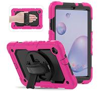 Samsung Galaxy Tab A 8.4" Funda 2020 con portalápices [Correa de Mano giratoria de 360°] y Soporte, Funda anticaída para SM-T307/T307U Rosa roja