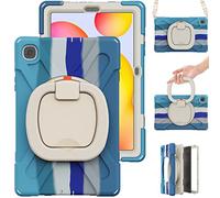 Samsung Galaxy Tab S6 Lite 10.4 P610 P615 Funda, Carcasa Rugosa con Soporte de Rotación de 360° y Correa de Hombro, Funda Antichoque para Samsung Galaxy Tab S6 Lite 10.4 P610 P615 (Azul Colorido)