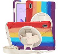 Samsung Galaxy Tab S7 FE 12.4 T730 T735 T736B T736N Caso, Tres Capa Resistente Cuerpo Completo Funda Protectora con Soporte/Correa de Mano/a Hombro Correa para Galaxy Tab S7 FE 12.4" (Rojo Colorido)