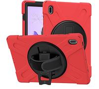Samsung Galaxy Tab S7 FE 12.4 T730 T735 T736B T736N Caso, Tres Capa Resistente Cuerpo Completo Funda Protectora con Soporte/Correa de Mano para Galaxy Tab S7 FE 12.4 T730 T735 T736B T736N (Rojo)