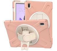 Samsung Galaxy Tab S7 FE 12.4 T730 T735 T736B T736N Caso, Tres Capa Resistente Cuerpo Completo Funda Protectora con Soporte/Correa de Mano para Galaxy Tab S7 FE 12.4 T730 T735 T736B T736N (Oro Rosa)