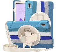Samsung Galaxy Tab S7 FE 12.4 T730 T735 T736B T736N Caso, Tres Capa Resistente Cuerpo Completo Funda Protectora con Soporte/Correa de Mano/a Hombro Correa para Galaxy Tab S7 FE 12.4" (Azul Colorido)
