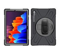 Samsung Galaxy Tab S8 Plus 12.4 X800 X806 Caso, Tres Capa Resistente Cuerpo Completo Funda Protectora con Soporte/Correa de Mano/Portalápiz para Samsung Galaxy Tab S8 Plus 12.4 X800 X806 (Negro)