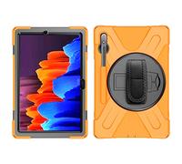 Samsung Galaxy Tab S8 Plus 12.4 X800 X806 Caso, Tres Capa Resistente Cuerpo Completo Funda Protectora con Soporte/Correa de Mano/Portalápiz para Samsung Galaxy Tab S8 Plus 12.4 X800 X806 (Naranja)