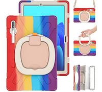 Samsung Galaxy Tab S8 Plus 12.4 X800 X806 Funda, Carcasa Rugosa con Soporte de Rotación de 360° y Correa de Hombro, Funda Antichoque para Samsung Galaxy Tab S8 Plus 12.4 X800 X806 (Rojo Colorido)