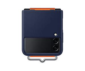 SAMSUNG GF711TNE Silicone Cover with Ring for Galaxy Flip 3, Navy (Naujas)