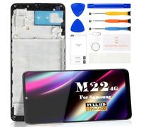 Samsung M22 4G Pantalla LCD de repuesto para Samsung Galaxy M22 4G M225 SM-M225F/DS SM-M225M F22 F225F LCD Display Touch Digitizer Assembly Kit de piezas de reparación (negro, con marco)