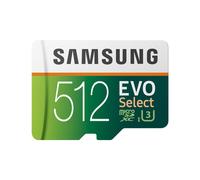 Samsung (MB-ME512GA/AM) Tarjeta de memoria MicroSDXC Evo Select de 512GB 100MB/s (U3) con adaptador
