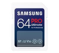 Samsung PRO Ultimate Tarjeta de Memoria SD, 64 GB, Lectura 200 MB/s, Escritura 130 MB/s, UHS-I, C10, U3, V30, 4K UHD, Para Smartphone, Dron o Cámara de Acción (MB-SY64S)